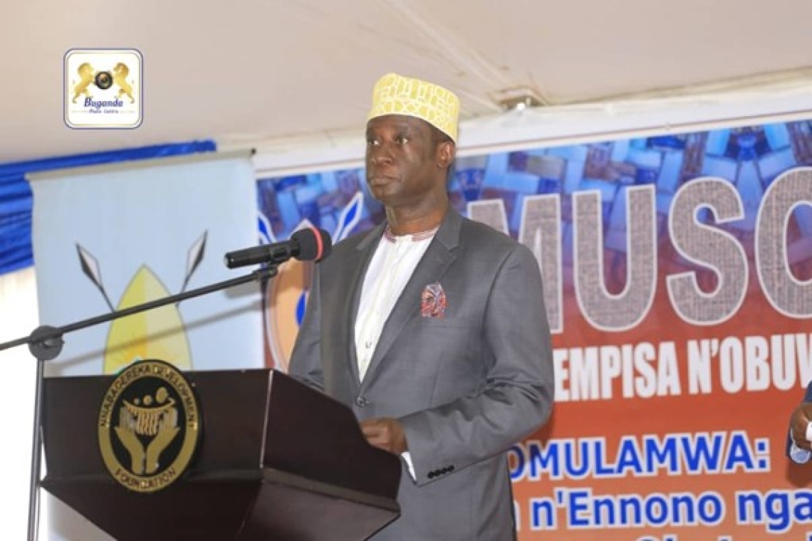 Prince Kasimu Nakibinge delivering the King’s message at the conference Image